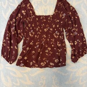 Madewell floral brown blouse